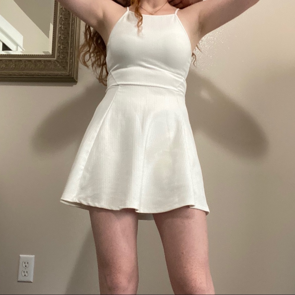 white mini skater dress